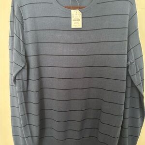 J. Crew Heather Blue Sweater with Charcoal Stripes